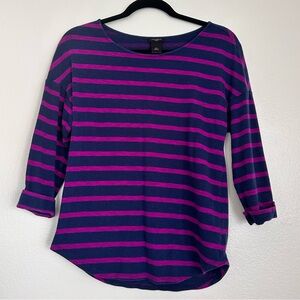 Ann Taylor Navy and Pink 3/4 Sleeve Top